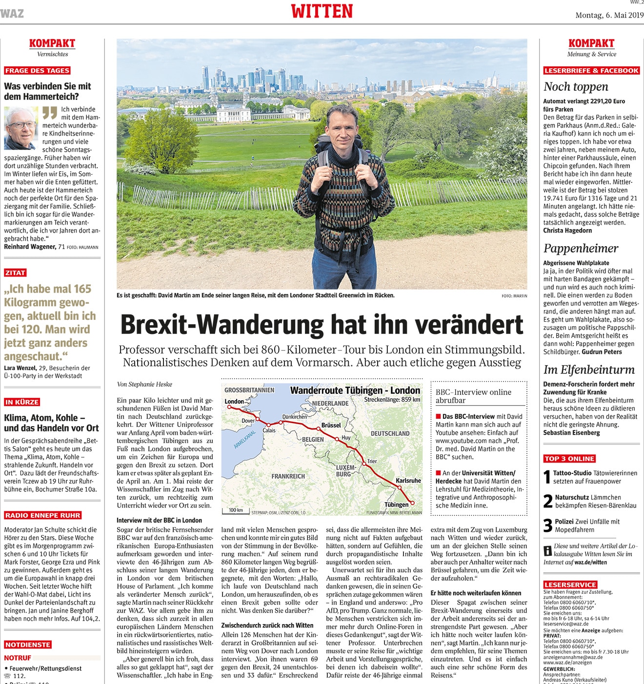Mehr über den Artikel erfahren Brexit-Wanderung hat ihn verändert –  Von Stephanie Heske